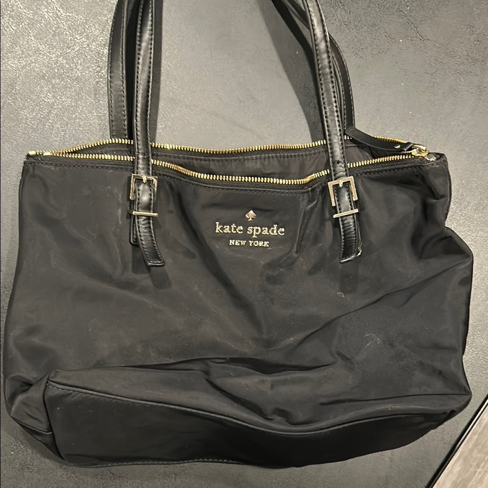 Kate Spade Black Leather Tote with Gold Hardware